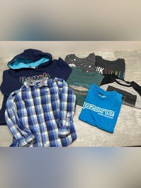 Mexx Blue Plaid Button-Down Shirt for Kids, Bench hoodie and more set
